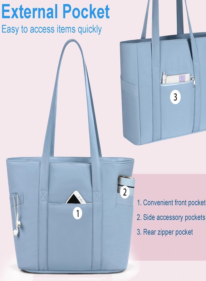 CTWWFS Tote Bag for Women, Travel Essentials Large Tote Bag with Zipper, Top Handle Handbag for Travel, Work (Blue) - Image 4