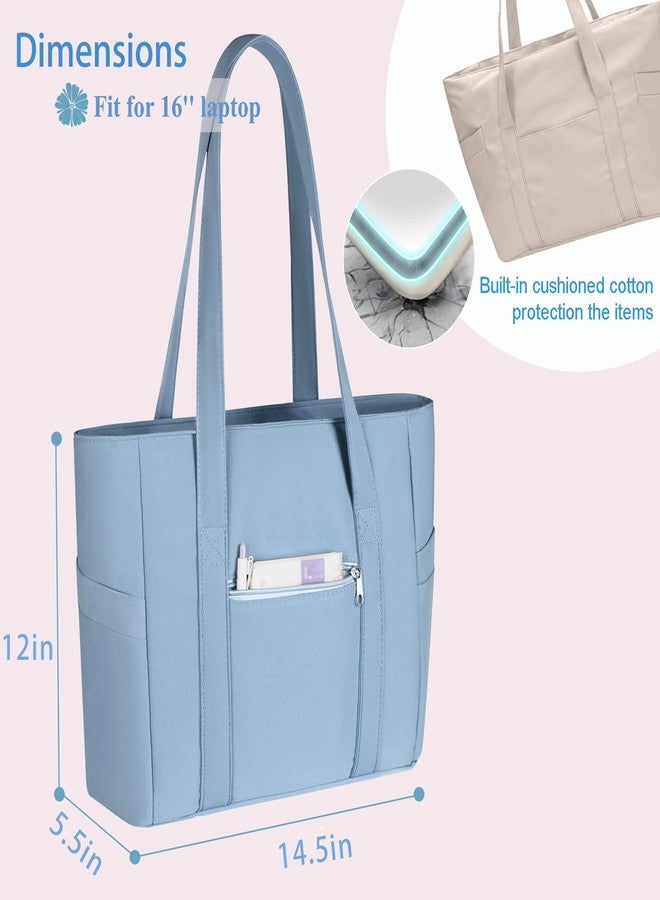 CTWWFS Tote Bag for Women, Travel Essentials Large Tote Bag with Zipper, Top Handle Handbag for Travel, Work (Blue) - Image 5