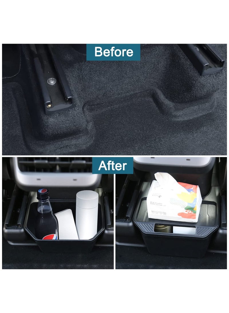 SYOSI for Tesla Model Y Rear Center Console Storage Box Trash Can 2nd Row Organizer Flocking Tray Backseat Container Car Garbage Bin Accessories 2020 2021 2022 - Image 2