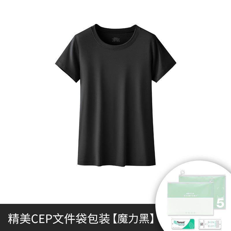 Black Women's Top Spring Modal Slim Fit Short Sleeves Base Layer