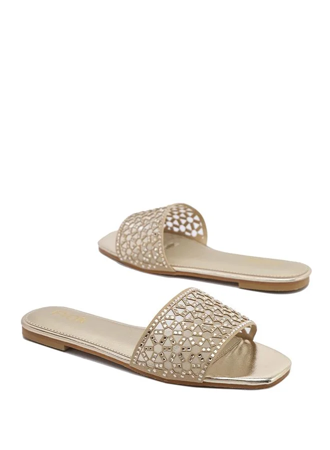 Fyor  Geometric Crystal Flat Sandal MY 389 for Women | Best Price UAE