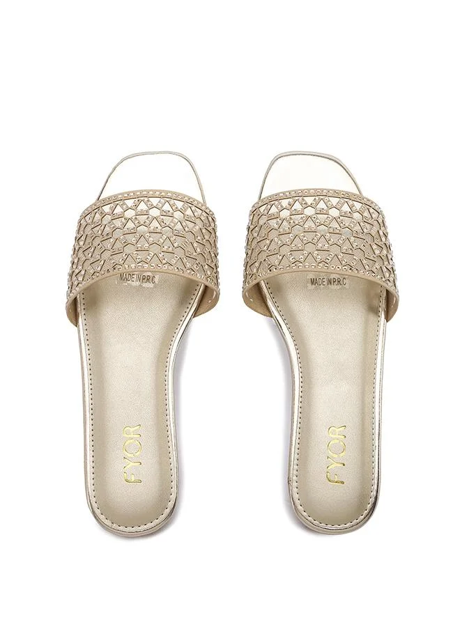 Fyor  Geometric Crystal Flat Sandal MY 389 for Women | Best Price UAE