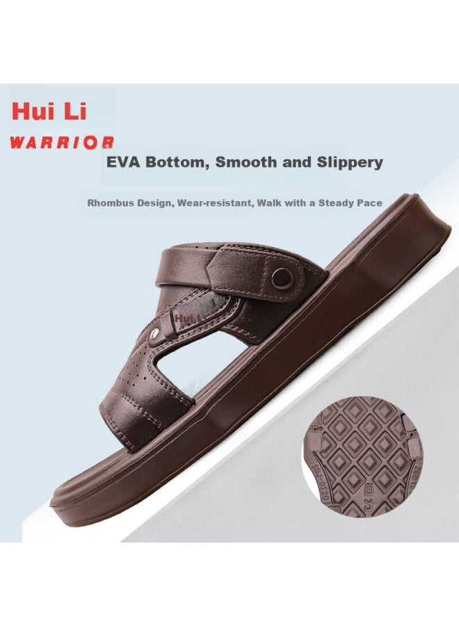 Pull Back Warrior Men's Dual-use Anti-slip Quick-drying Lightweight Indoor And Outdoor Casual Beach Breathable Cool Slippers Hl02206 Brown Size 39 - Image 2