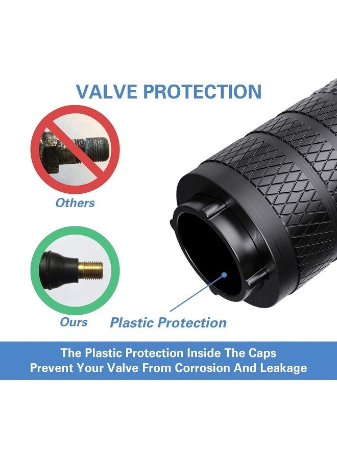 Generic Tire Valve Stem Caps Black 4 Pcs/Pack Anodized Aluminum Tire Valve Cap Set Corrosion Resistant Universal Stem Covers For Cars Trucks Motorcycles SUVs And Bikes  - Image 2
