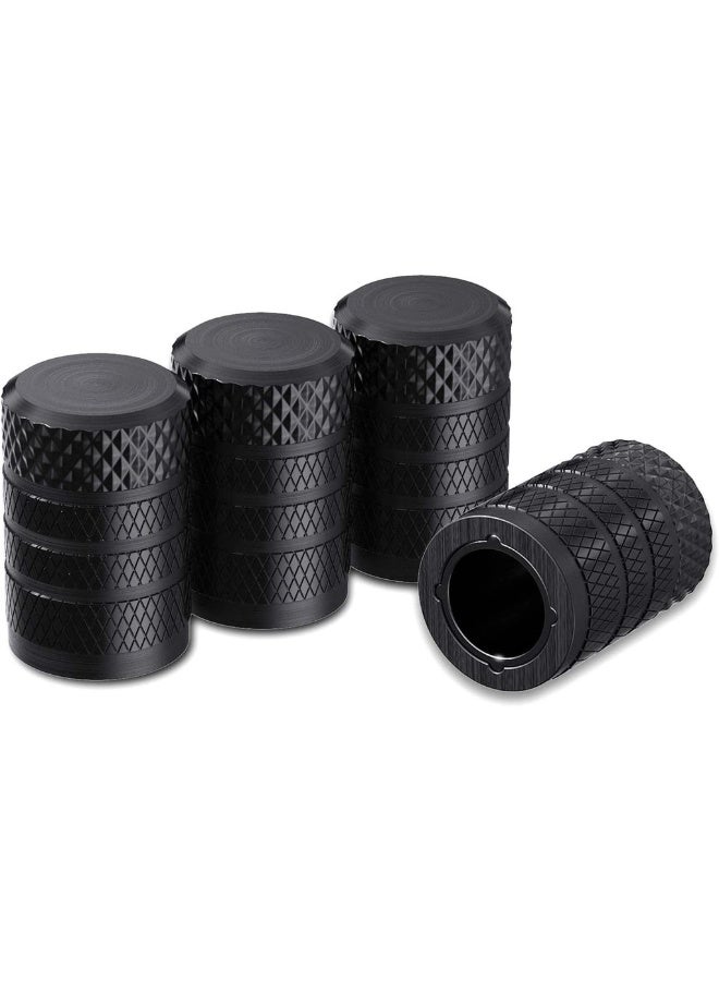 Generic Tire Valve Stem Caps Black 4 Pcs/Pack Anodized Aluminum Tire Valve Cap Set Corrosion Resistant Universal Stem Covers For Cars Trucks Motorcycles SUVs And Bikes  - Image 1