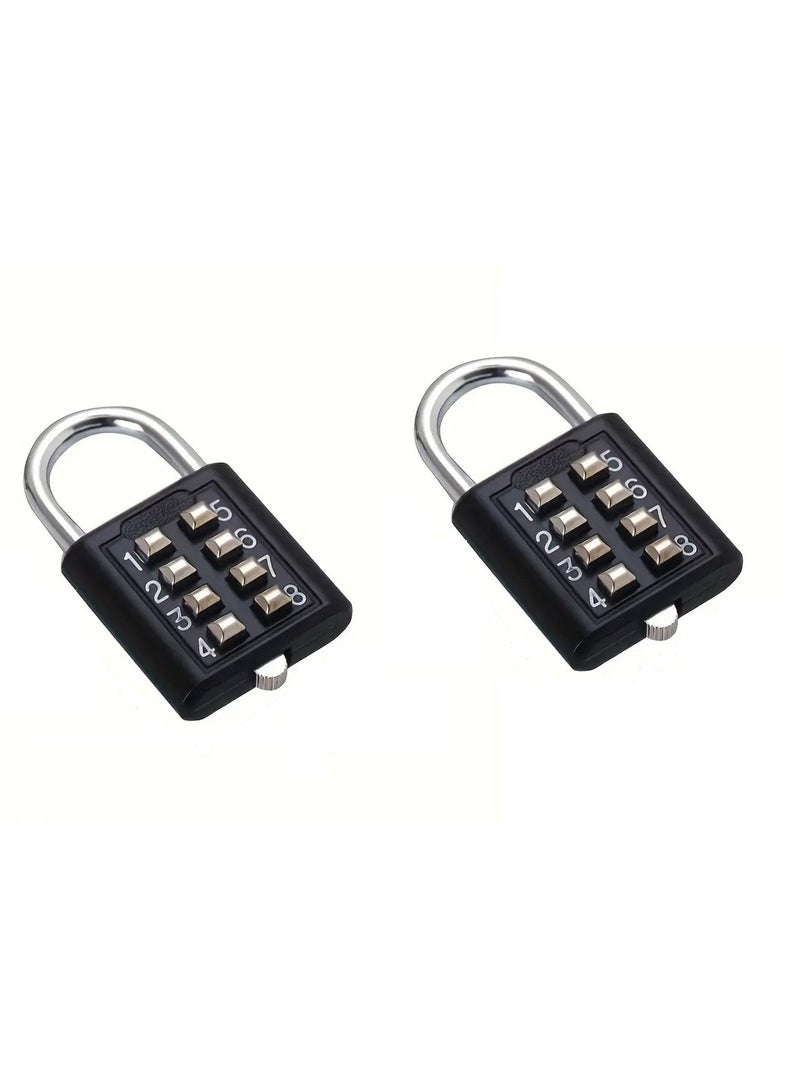LOCK Two small metal combination disc locks, secure digital code lock for travel bag, luggage, drawer, bicycle, travel, cabinet safety 4.8 * 2.9 cm black  - Image 1