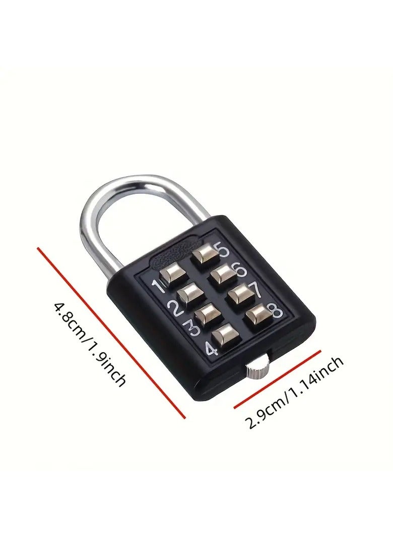 LOCK Two small metal combination disc locks, secure digital code lock for travel bag, luggage, drawer, bicycle, travel, cabinet safety 4.8 * 2.9 cm black  - Image 3