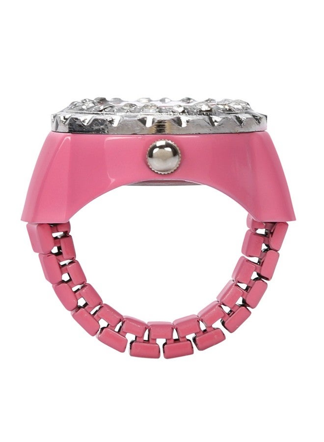 يو بيلا ساعة YouBella Jewellery Crystal للجنسين على شكل حلقة إصبع للبنات/النساء/الرجال/الأولاد (وردي) - Image 3