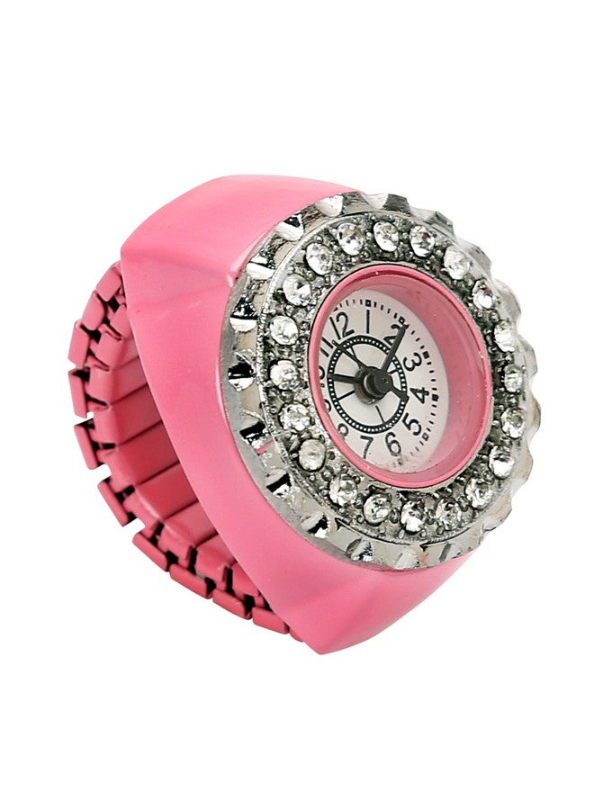 يو بيلا ساعة YouBella Jewellery Crystal للجنسين على شكل حلقة إصبع للبنات/النساء/الرجال/الأولاد (وردي) - Image 1