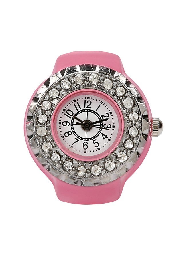 يو بيلا ساعة YouBella Jewellery Crystal للجنسين على شكل حلقة إصبع للبنات/النساء/الرجال/الأولاد (وردي) - Image 2