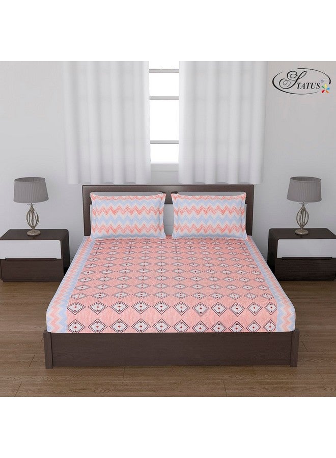 Status Contract -Cotton Rich Double Bedsheet with 2 Pillow Covers for Bed Room, Home, Hotel-120 GSM (Orange) - Image 1