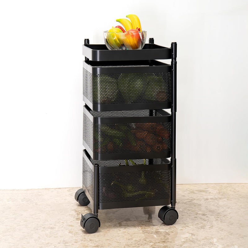 MARKWELL Kitchen Trolley with Wheels Kitchen Organizer Items and Storage Solutions for Square Kitchen Organizer and Kitchen Accessories Items BlackLayer 3 - Image 5