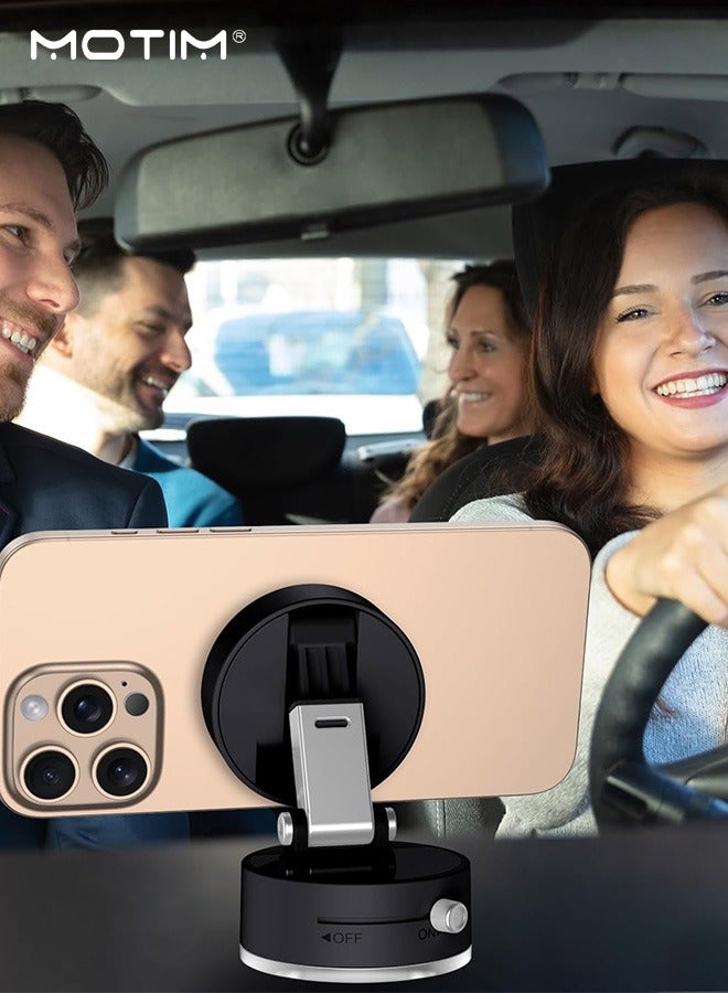 Motim Magnetic Car Phone Holder, Vacuum Suction Cup Phone Mount, Foldable Ultra-Stable Phone Stand, Multi-Angle Rotation for Car Dashboard Truck Windshield Table, Suitable for Most Smartphones - Image 3