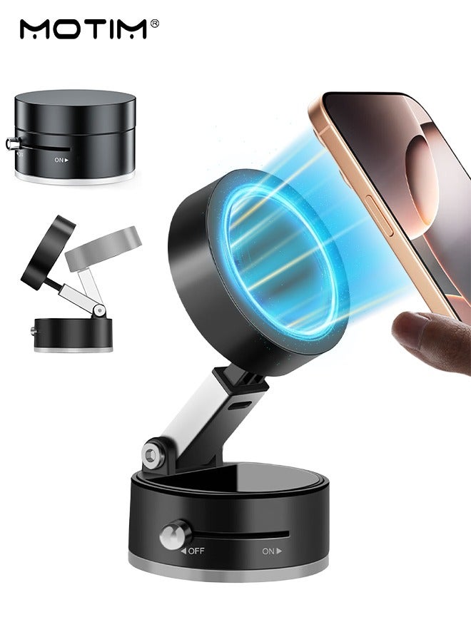 Magnetic Car Phone Holder, Vacuum Suction Cup Phone Mount, Foldable Ultra-Stable Phone Stand, Multi-Angle Rotation for Car Dashboard Truck Windshield Table, Suitable for Most Smartphones