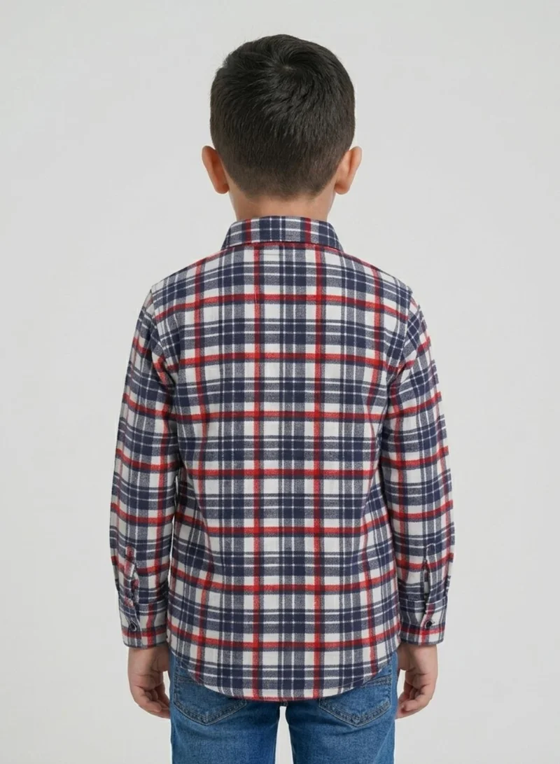 babyqlo Boys Navy Red Checkered Casual Shirt
