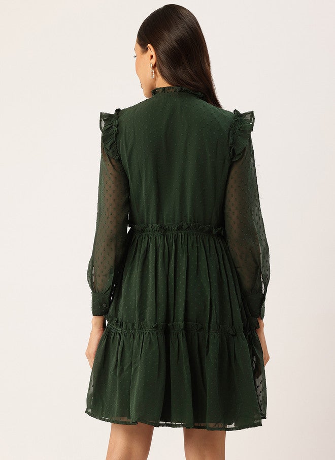 Rue Collection فستان شيفون أخضر بتصميم ضيق وواسع للنساء - Image 4