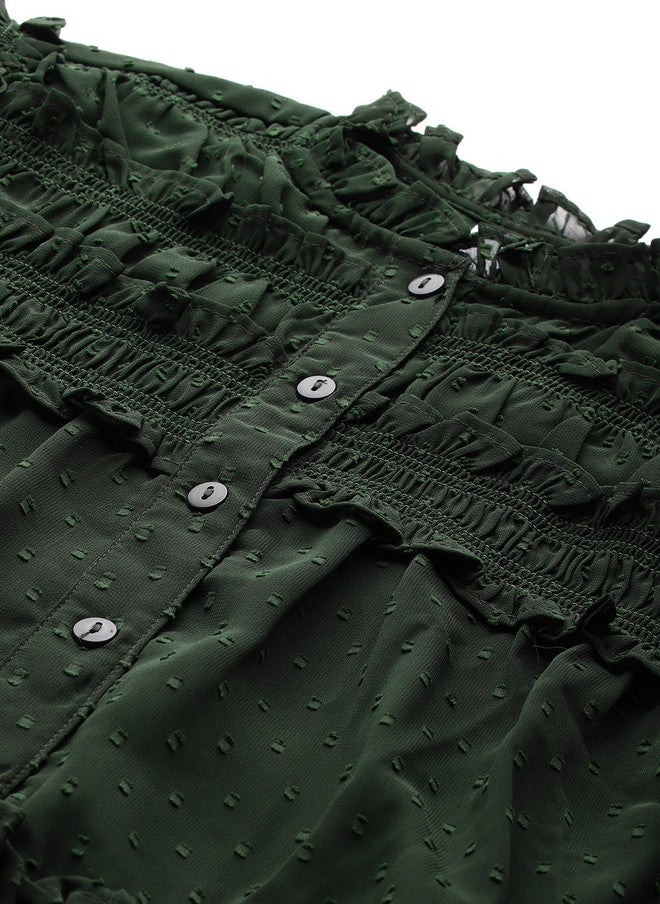 Rue Collection فستان شيفون أخضر بتصميم ضيق وواسع للنساء - Image 2