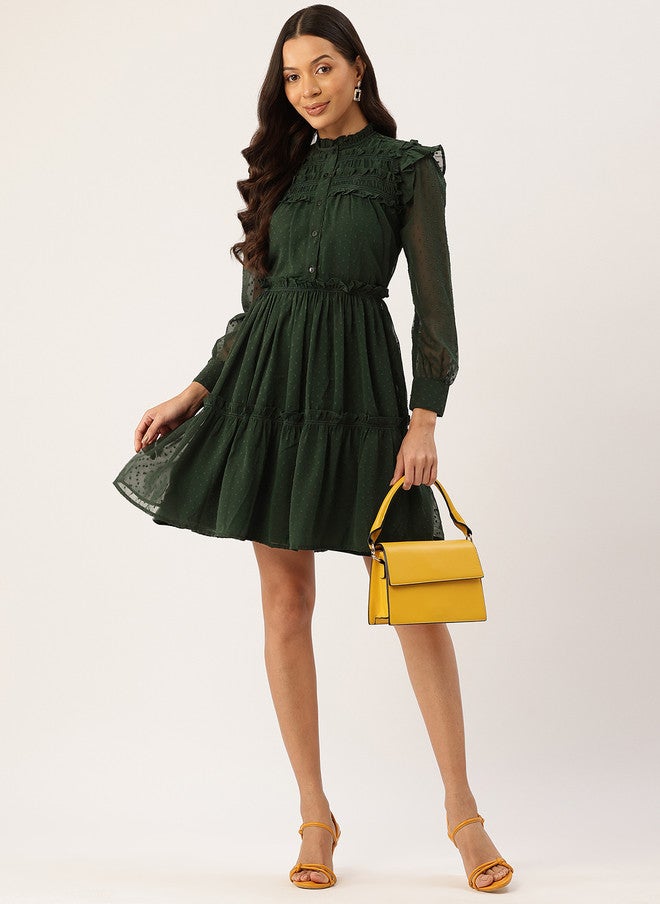 Rue Collection فستان شيفون أخضر بتصميم ضيق وواسع للنساء - Image 5