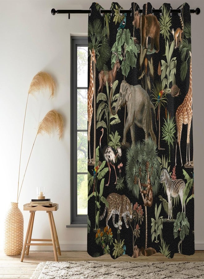 Renaiss Tropical Jungle Animal Blackout Curtain Forest Safari Wildlife Animals World Pattern Printed Curtains Giraffe Elephant Room Darkening Energy Saving Grommet Curtains 53" W x 84" L, 2 Panels - Image 5