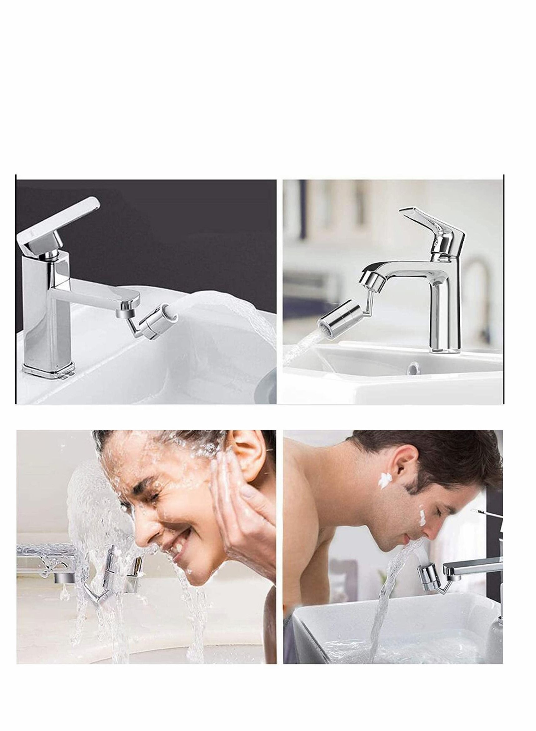720 ° Faucet Aerator Big Angle Spray Large Flow Dual Function Kitchen Aerator, Bathroom Mounted for Face Washing, Gargle and Eye Flush 