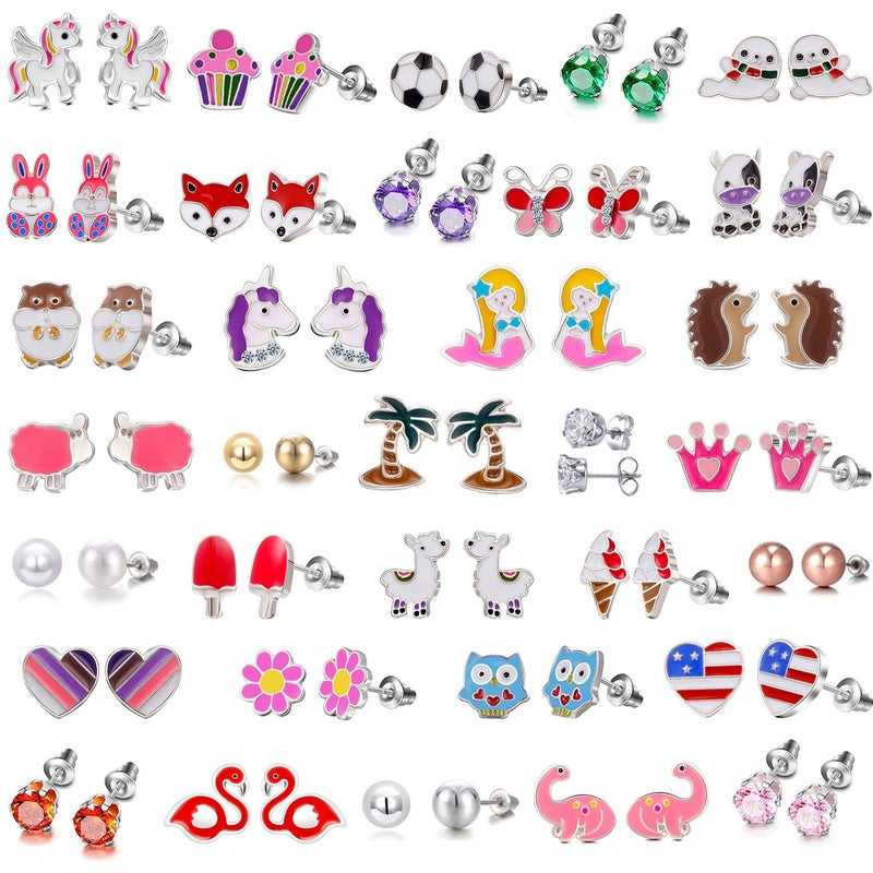 TAMHOO 33-Piece Earrings for Girls Hypoallergenic Earring Pack - Animal Earings for teen Girl - Cute Ear Rings Birthday Gifts for Teensï¼ŒKids Earrings Set - Image 1