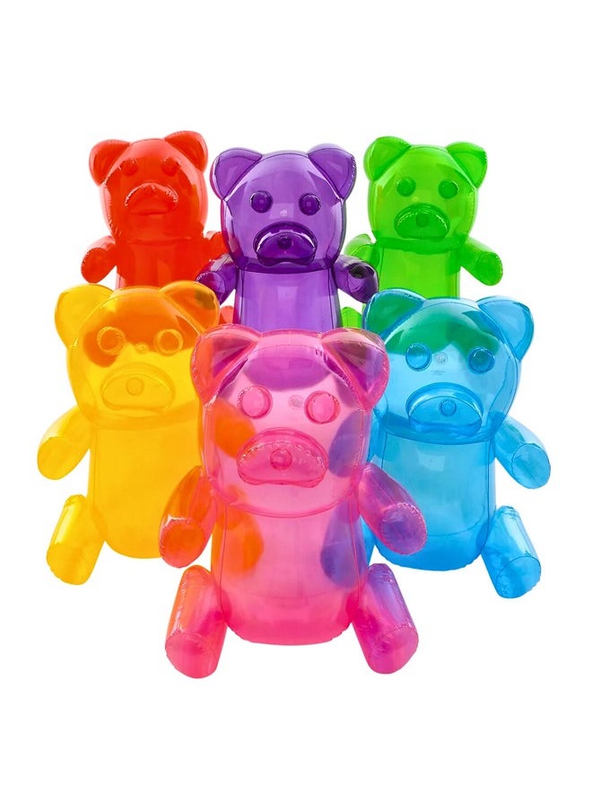 4E's Novelty - 6 Pack Inflatable Gummy Bears Huge 24 Great For Party Decorations Unique Blow Up Pool Toys For Kids Candyland Themed Birthday Party Decorations Supplies By 4E'S Novelty - Image 1