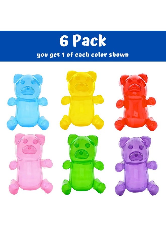 4E's Novelty - 6 Pack Inflatable Gummy Bears Huge 24 Great For Party Decorations Unique Blow Up Pool Toys For Kids Candyland Themed Birthday Party Decorations Supplies By 4E'S Novelty - Image 1