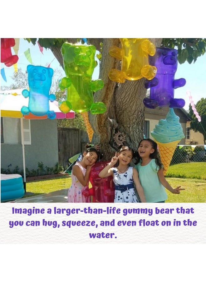 4E's Novelty - 6 Pack Inflatable Gummy Bears Huge 24 Great For Party Decorations Unique Blow Up Pool Toys For Kids Candyland Themed Birthday Party Decorations Supplies By 4E'S Novelty - Image 1