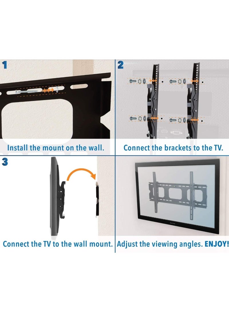 Generic Tilting TV Wall Mount Bracket For Samsung Sony Vizio LG Panasonic TCL Element 32 40 42 47 50 55 60 65 Inch TVs VESA 200x200 400x400 600x400, 750x450 Compatible Premium Tilt 175 Lbs Capacity  - Image 5