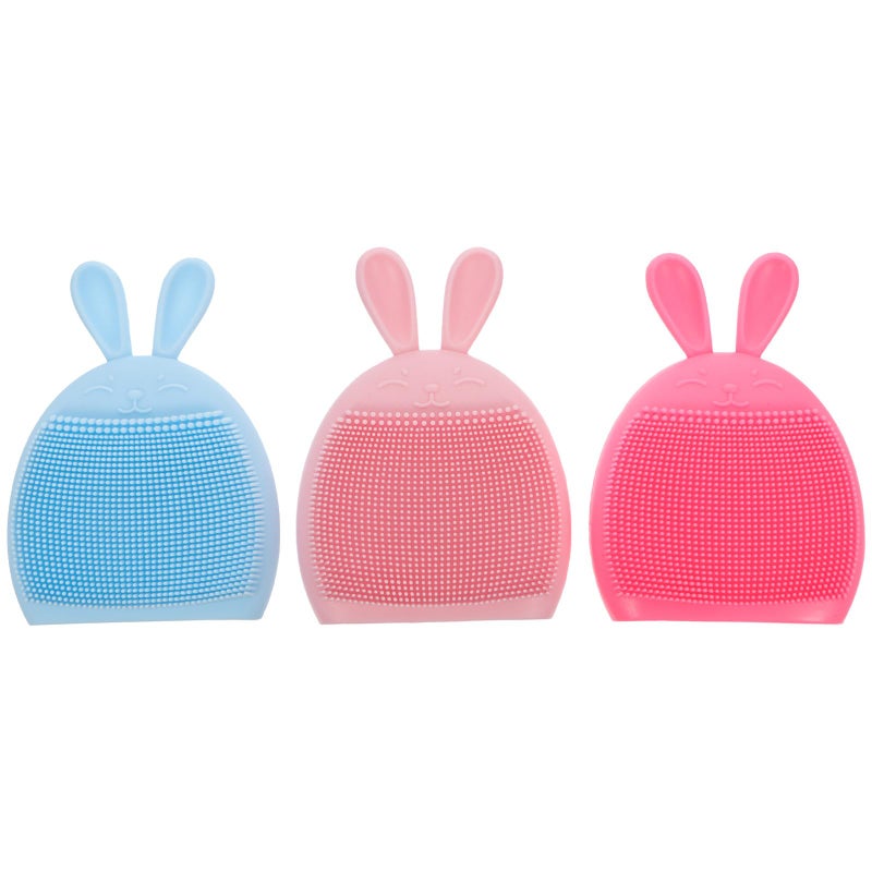 3Pcs Silicone Shower Scrubber Set Rabbit Design Soft Exfoliating Bath Brush For Sensitive Skin Pink Blue Red - Image 2