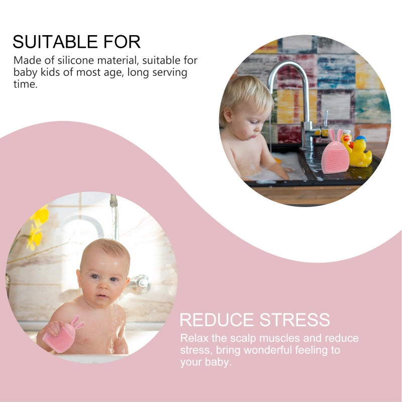 3Pcs Silicone Shower Scrubber Set Rabbit Design Soft Exfoliating Bath Brush For Sensitive Skin Pink Blue Red - Image 4