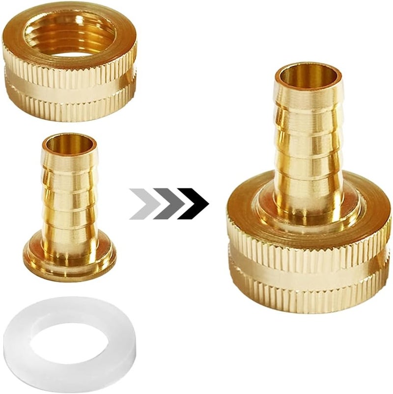 Uenede 2PCS Solid Brass 1/2" Barb x 3/4"GHT Female Garden Hose End Connector Splicer Mender Repair Fitting Include 2 Stainless Steel Clamps - Image 4
