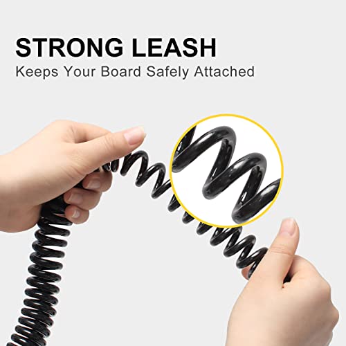 WOOWAVE SUP Leash 11 Foot Coiled Stand Up Paddle Board Surfboard Leash Stay on Board Ankle Strap with Waterproof Wallet/Phone Case (Black) - Image 4