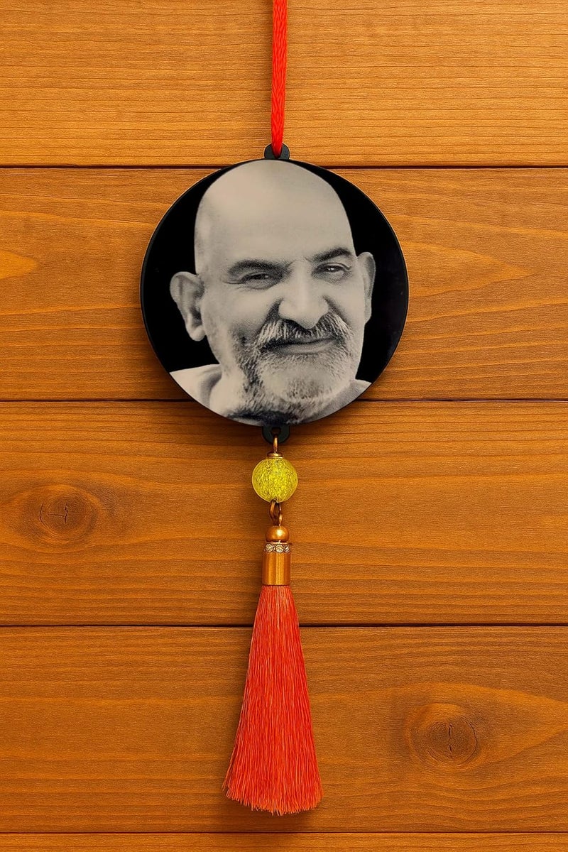 F STUDIO Acrylic Car Hanging Ornament | Double Sided Laser Engraved Showpiece | Religious Dashboard Decor for Car, Home, Office – 7.5 x 7.5 cm (NeemKaroli Baba) - Image 1