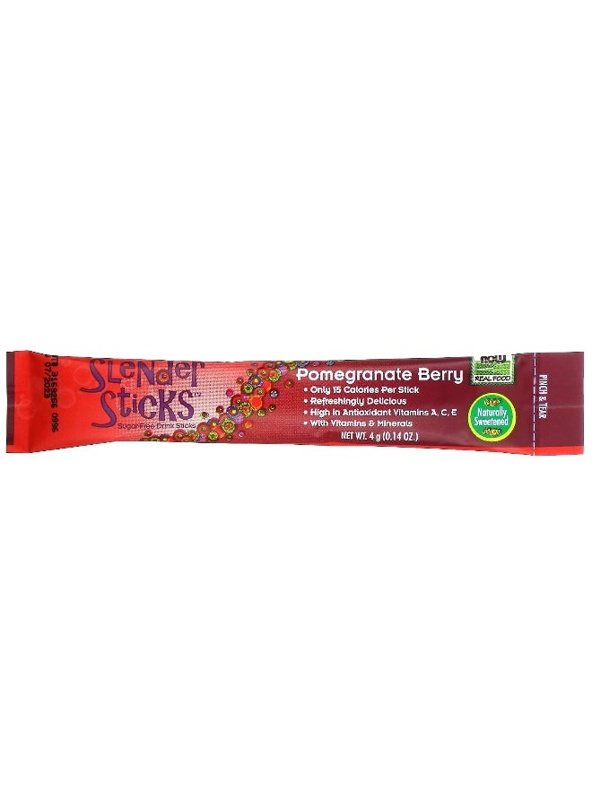 Now Foods - NOW Foods, Real Food, Slender Sticks, Pomegranate Berry, 12 Sticks, 0.14 oz (4 g) Each - Image 1