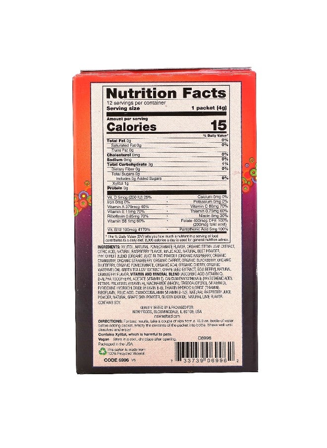 Now Foods - NOW Foods, Real Food, Slender Sticks, Pomegranate Berry, 12 Sticks, 0.14 oz (4 g) Each - Image 1