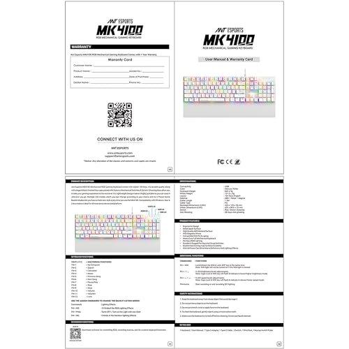 Ant Esports MK4100 RGB Mechanical Gaming Keyboard, Outemu Red Switches Linear & Silent – Chroma RGB – Magnetic Wrist Rest – Double Shot ABS Keycaps, Hot Swappable Switches – Mercury - Image 5