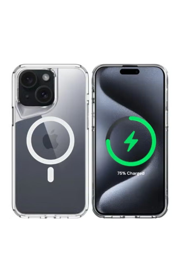 جيرفور جراب موبايل ايفون 14 (iPhone 14) مضاد للصدمات, غطاء حماية مغناطيسي مضاد للخدش يدعم الشحن اللاسلكي ماج سيف MageSafe, مصنوع من البولي يورثين الحراري عالي الجودة - شفاف - Image 2