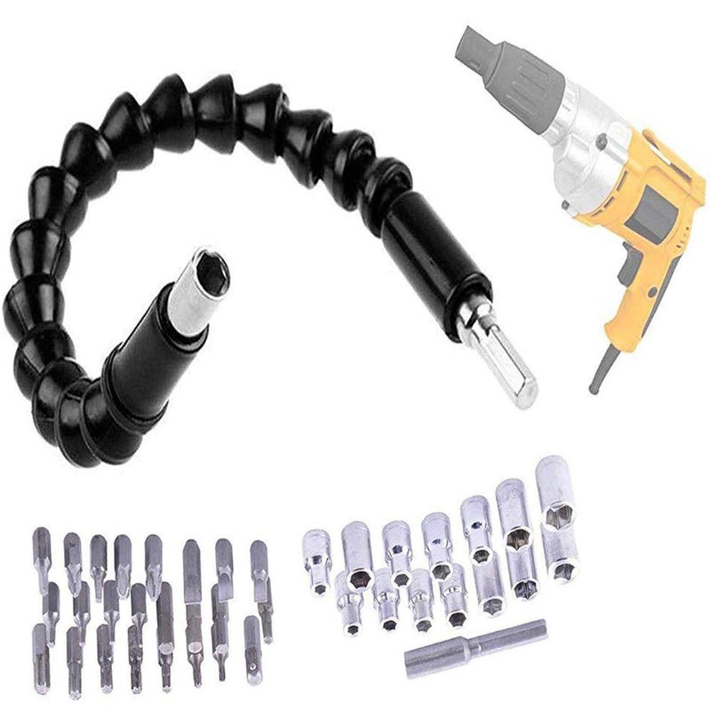 DIY Crafts Flexible Holder Drill for Black 30cm 118 Tools Shaft 61 Pcs Bits Extension Rod Screwdrivers Set Assortment Set Do It Your Self Tools DIY Tools Pack of 2 Kits Multi - Image 2