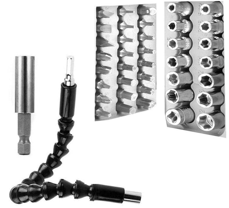 DIY Crafts Flexible Holder Drill for Black 30cm 118 Tools Shaft 61 Pcs Bits Extension Rod Screwdrivers Set Assortment Set Do It Your Self Tools DIY Tools Pack of 2 Kits Multi - Image 5