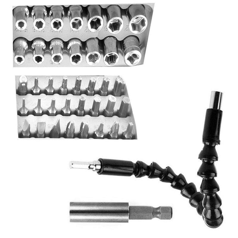 DIY Crafts Flexible Holder Drill for Black 30cm 118 Tools Shaft 61 Pcs Bits Extension Rod Screwdrivers Set Assortment Set Do It Your Self Tools DIY Tools Pack of 2 Kits Multi - Image 4