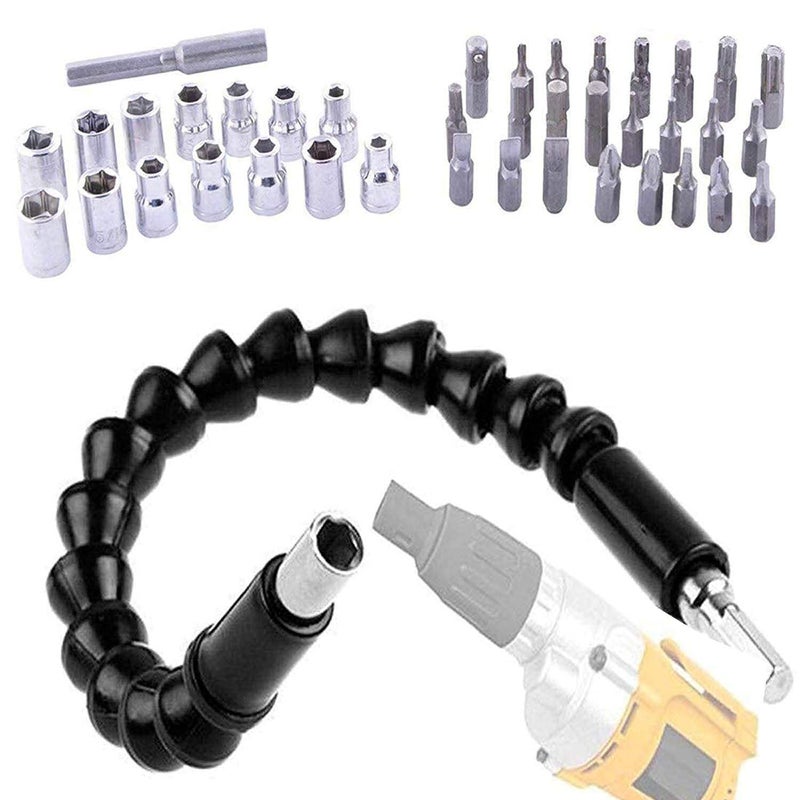 DIY Crafts Flexible Holder Drill for Black 30cm 118 Tools Shaft 61 Pcs Bits Extension Rod Screwdrivers Set Assortment Set Do It Your Self Tools DIY Tools Pack of 2 Kits Multi - Image 1