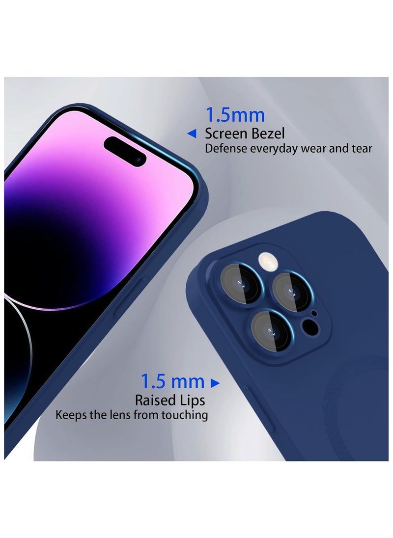 Generic - Magnetic case for iPhone 13 Pro Max Phone Case for Women, Matte Luxury Soft Metallic Luster Design with Camera Lens Protector, Compatible for Magsafe Case for iPhone 13 Pro Max 6.7"-Dark Blue - Image 1