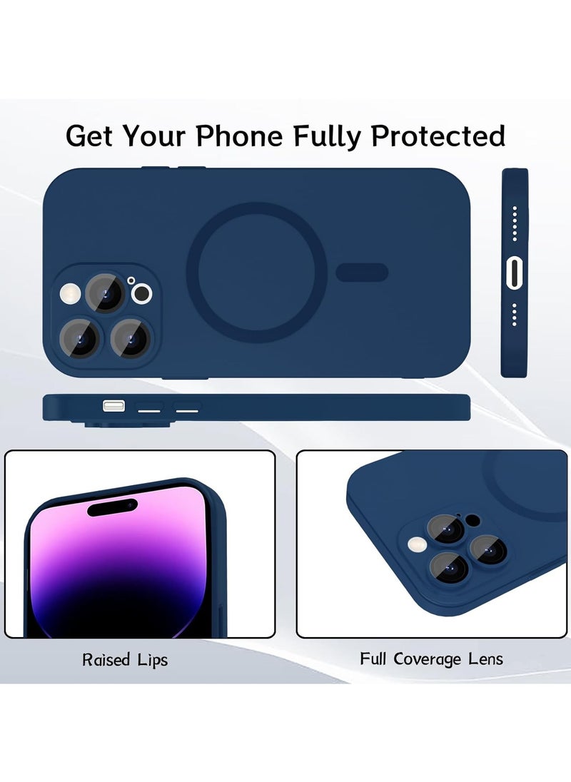 Generic - Magnetic case for iPhone 13 Pro Max Phone Case for Women, Matte Luxury Soft Metallic Luster Design with Camera Lens Protector, Compatible for Magsafe Case for iPhone 13 Pro Max 6.7"-Dark Blue - Image 1