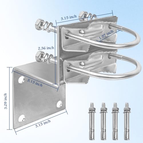 XRDS -RF طقم تركيب عمود هوائي XRDS-RF، حامل عمود هوائي مع مشابك U مزدوجة وحامل V للعمود الهوائي الخارجي - Image 3