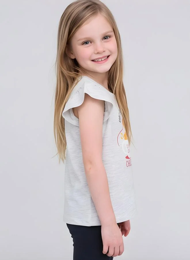 Take Two Girls Regular Frill Sleeve Graphic T-Shirt By Juniorloom