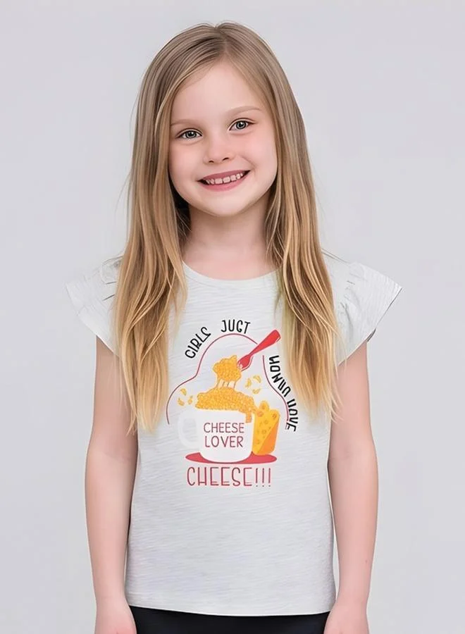 Take Two Girls Regular Frill Sleeve Graphic T-Shirt By Juniorloom