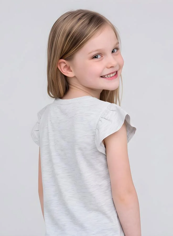 Take Two  Girls Regular Frill Sleeve Graphic T-Shirt By Juniorloom for Women | Best Price UAE