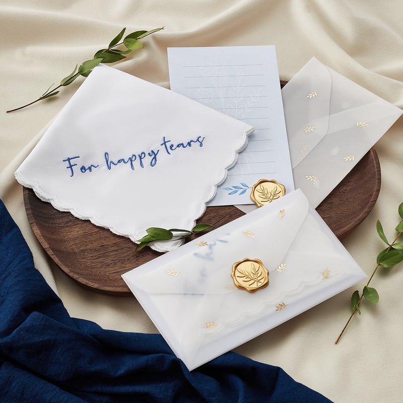 TRULIVA Mother of the Bride Gifts Happy Tears Wedding Handkerchief Something Blue for Bride on Wedding Day (Happy Tears) - Image 3