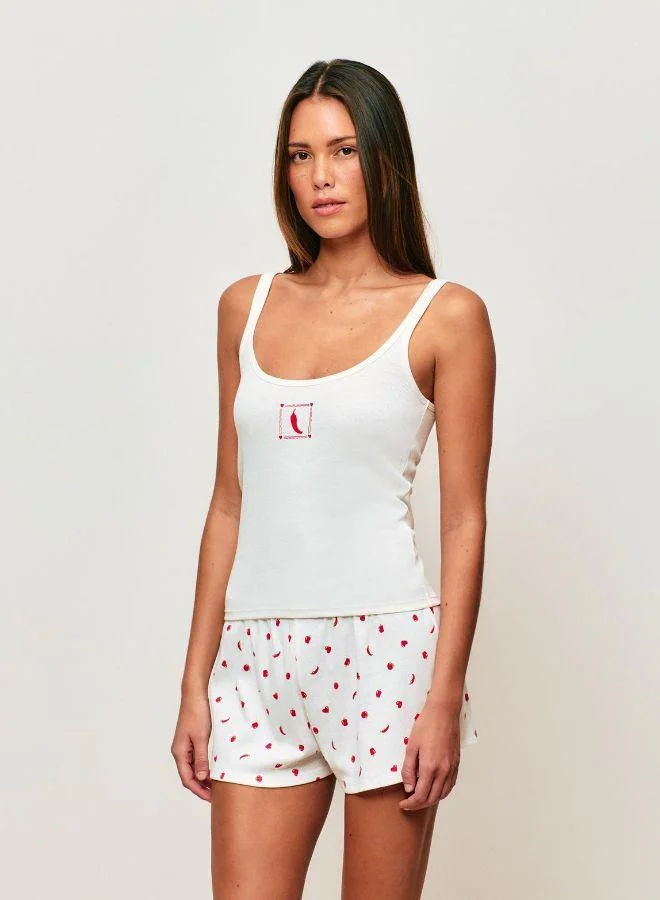 UNDIZ Shorts in printed ribbed jersey with chili and heart patterns